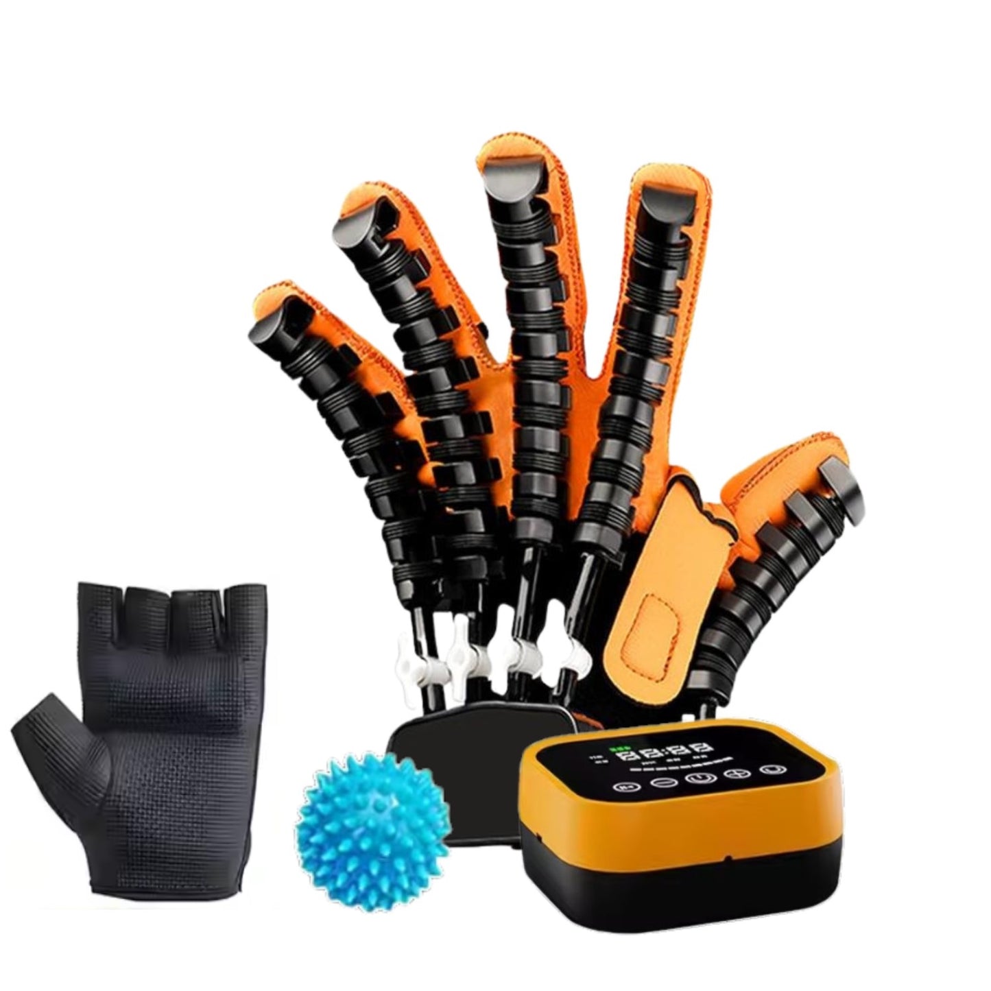 Manusa robotica pentru antrenarea functiei mainii, post accident vascular cerebral, hemiplegie, Portocaliu/Negru